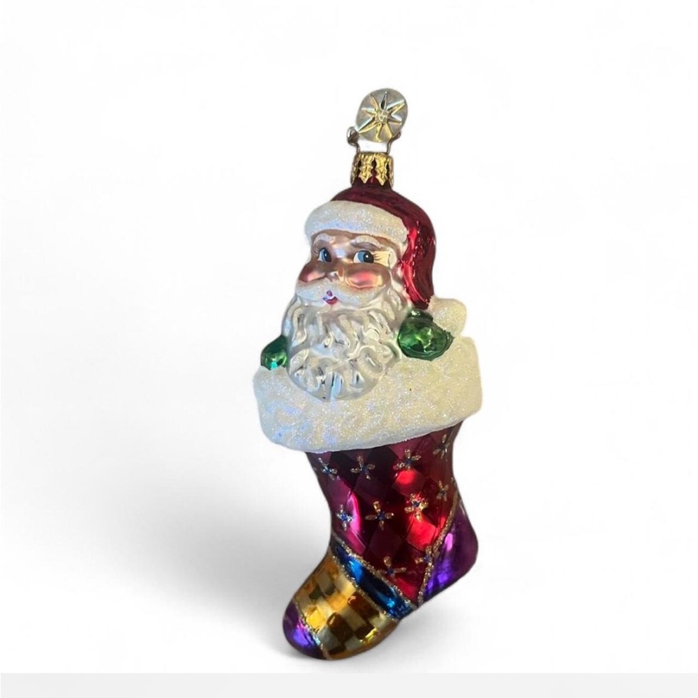 Christopher Radko Santa Stocking Clause Ornament - Red, Purple, and Gold